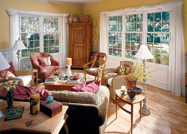 White Double Hung Windows For Living Room